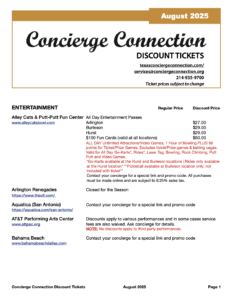August 2025 Concierge Connectio Discount List